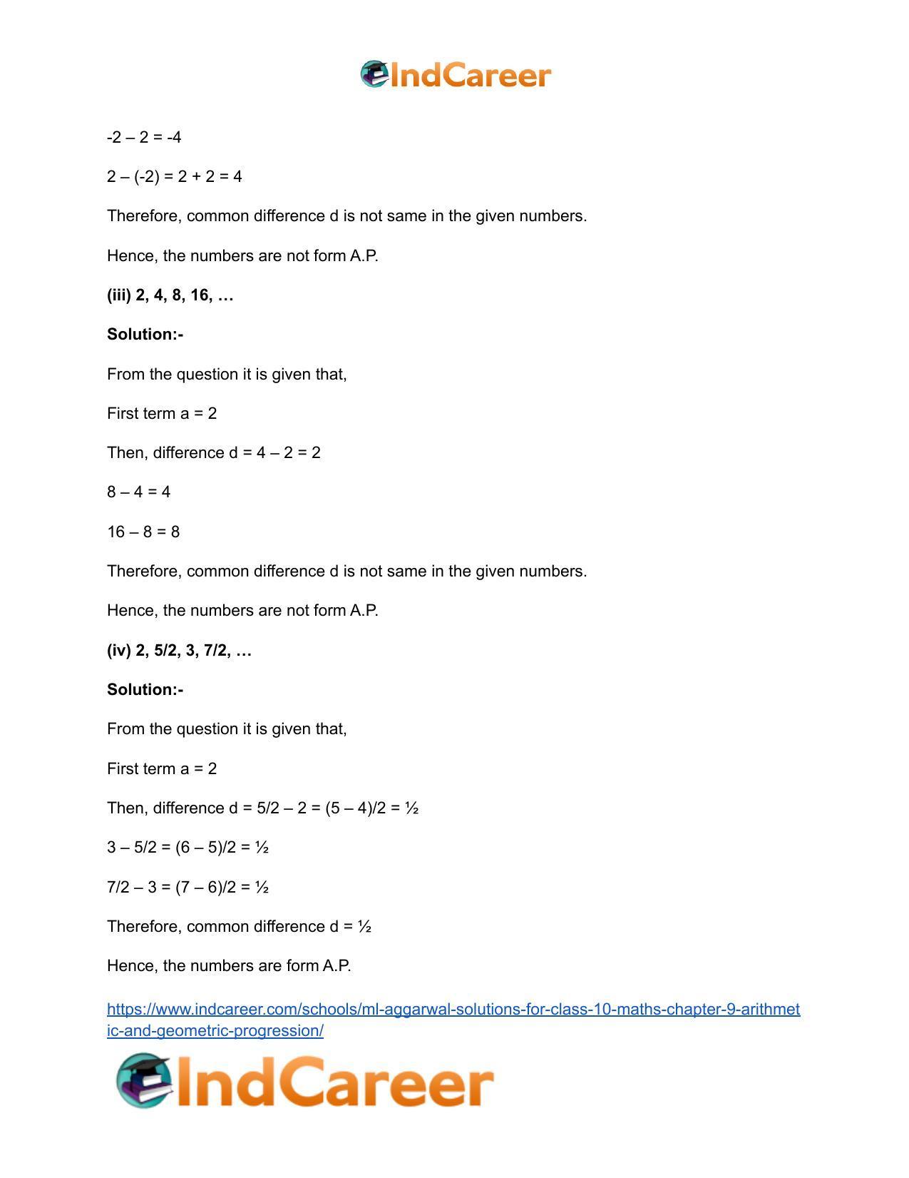 ML Aggarwal Solutions for Class 10 Maths Chapter 9- Arithmetic and Geometric Progression - Page 6