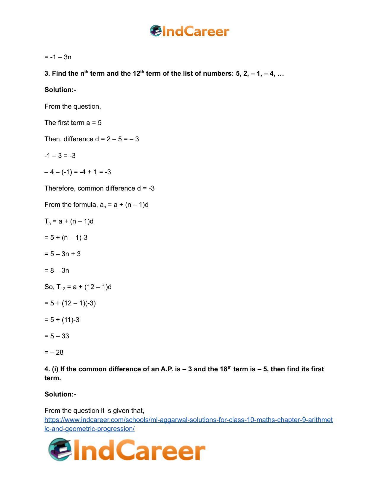 ML Aggarwal Solutions for Class 10 Maths Chapter 9- Arithmetic and Geometric Progression - Page 10