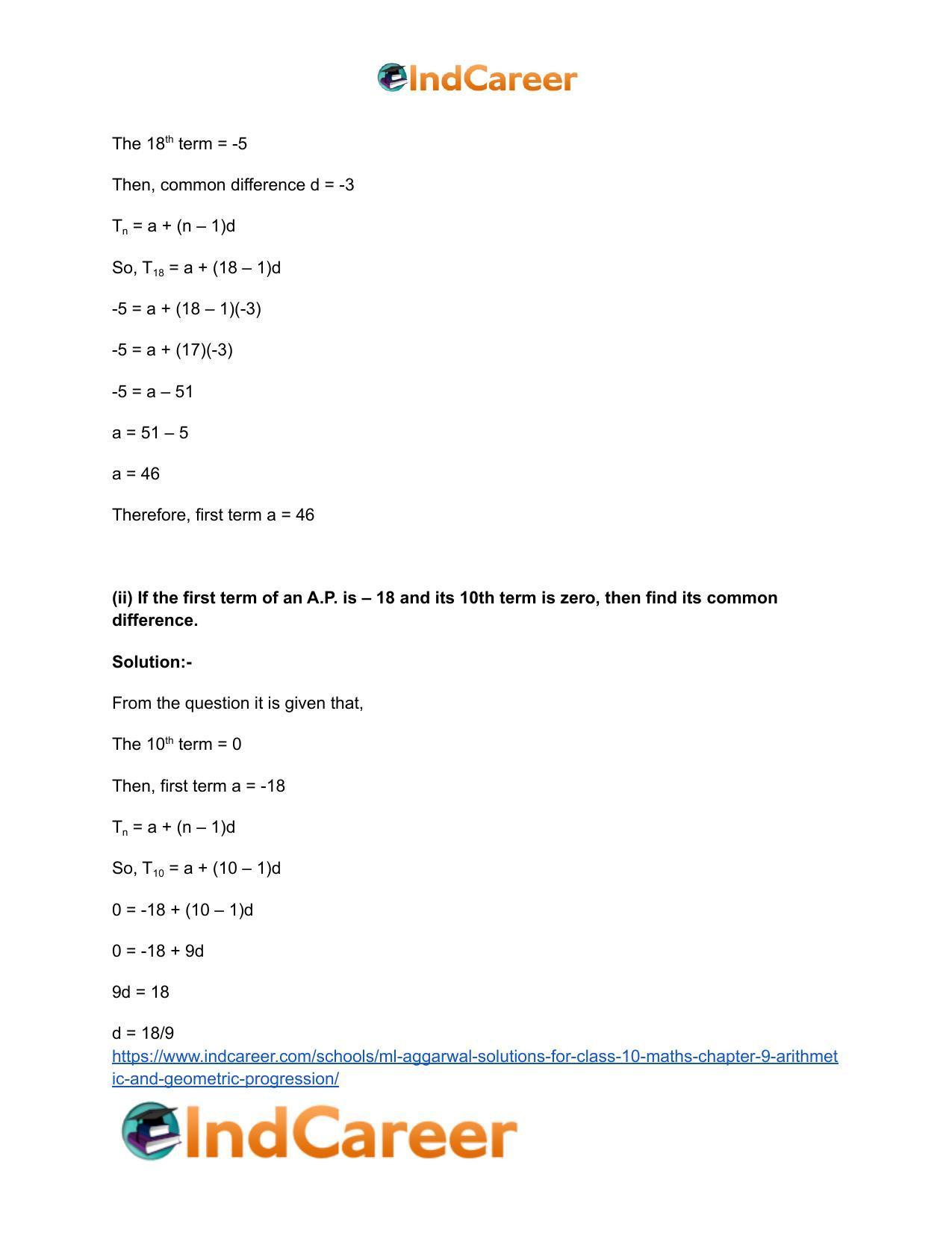 ML Aggarwal Solutions for Class 10 Maths Chapter 9- Arithmetic and Geometric Progression - Page 11