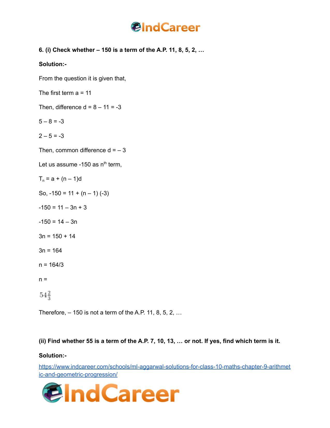 ML Aggarwal Solutions for Class 10 Maths Chapter 9- Arithmetic and Geometric Progression - Page 14