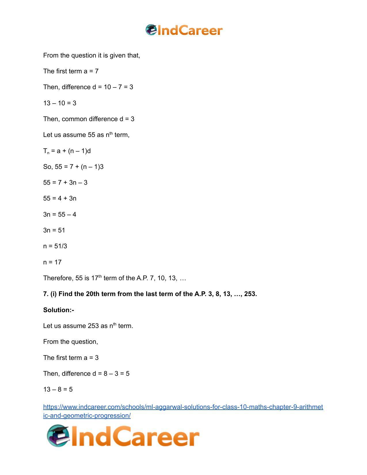 ML Aggarwal Solutions for Class 10 Maths Chapter 9- Arithmetic and Geometric Progression - Page 15
