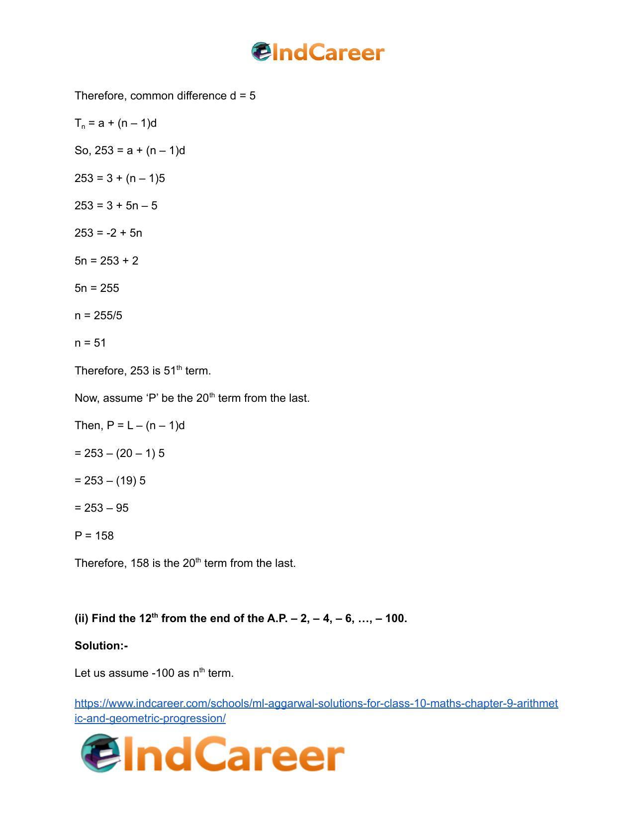 ML Aggarwal Solutions for Class 10 Maths Chapter 9- Arithmetic and Geometric Progression - Page 16