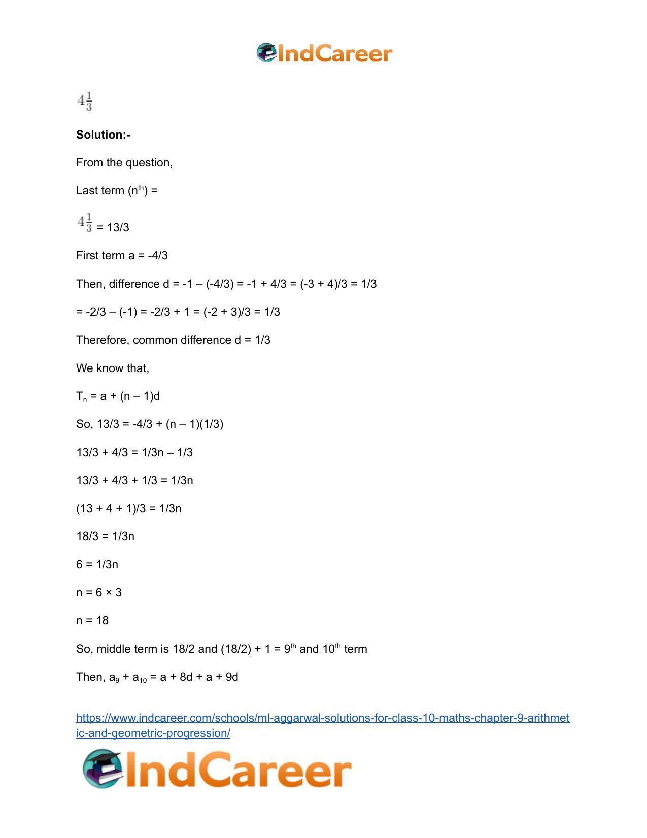 ML Aggarwal Solutions for Class 10 Maths Chapter 9- Arithmetic and Geometric Progression - Page 18