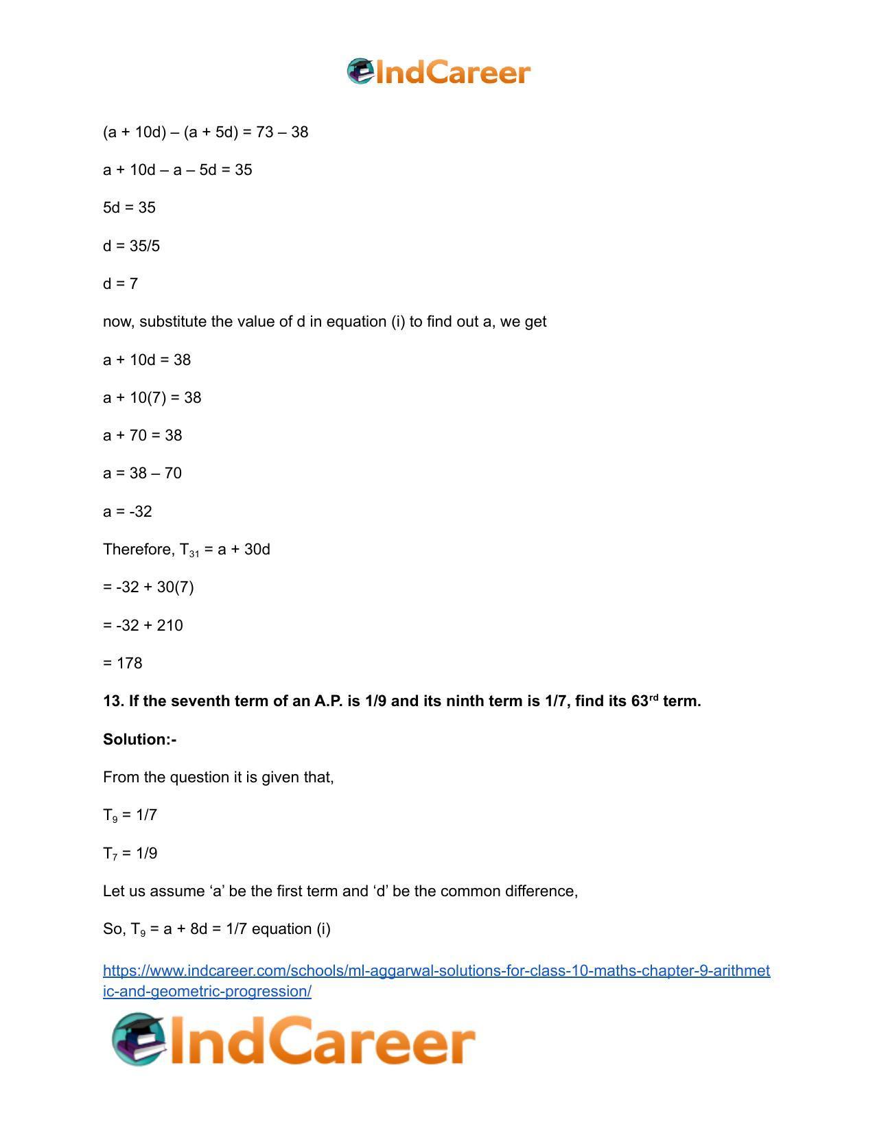 ML Aggarwal Solutions for Class 10 Maths Chapter 9- Arithmetic and Geometric Progression - Page 22