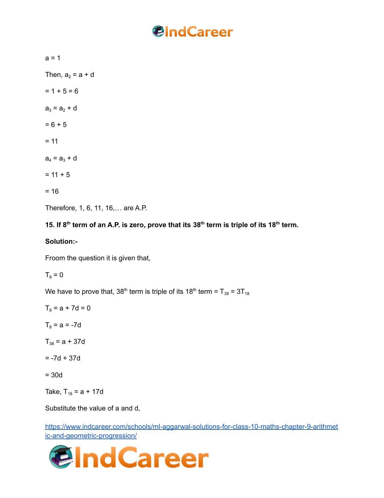 ML Aggarwal Solutions for Class 10 Maths Chapter 9- Arithmetic and Geometric Progression - Page 26