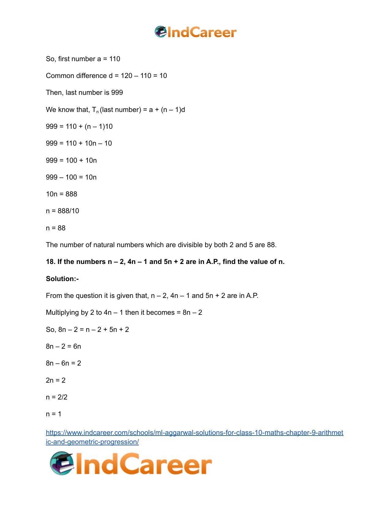 ML Aggarwal Solutions for Class 10 Maths Chapter 9- Arithmetic and Geometric Progression - Page 29