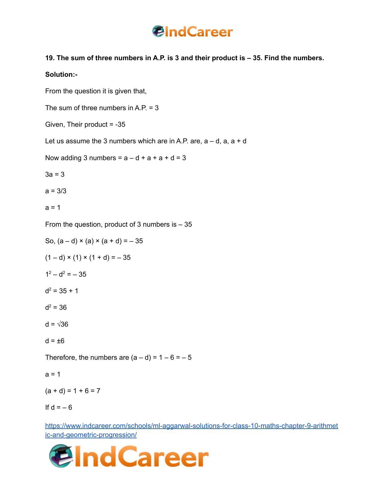 ML Aggarwal Solutions for Class 10 Maths Chapter 9- Arithmetic and Geometric Progression - Page 30