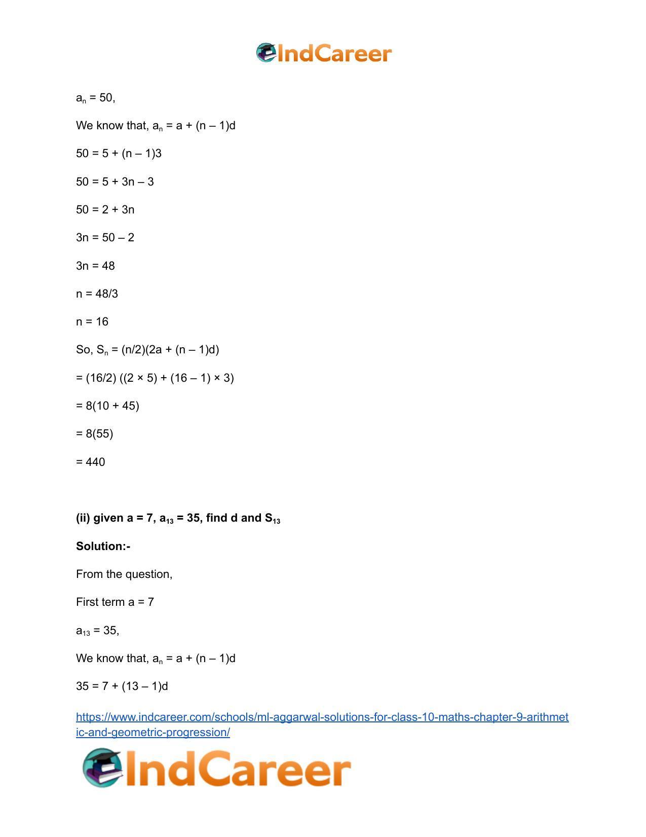 ML Aggarwal Solutions for Class 10 Maths Chapter 9- Arithmetic and Geometric Progression - Page 37