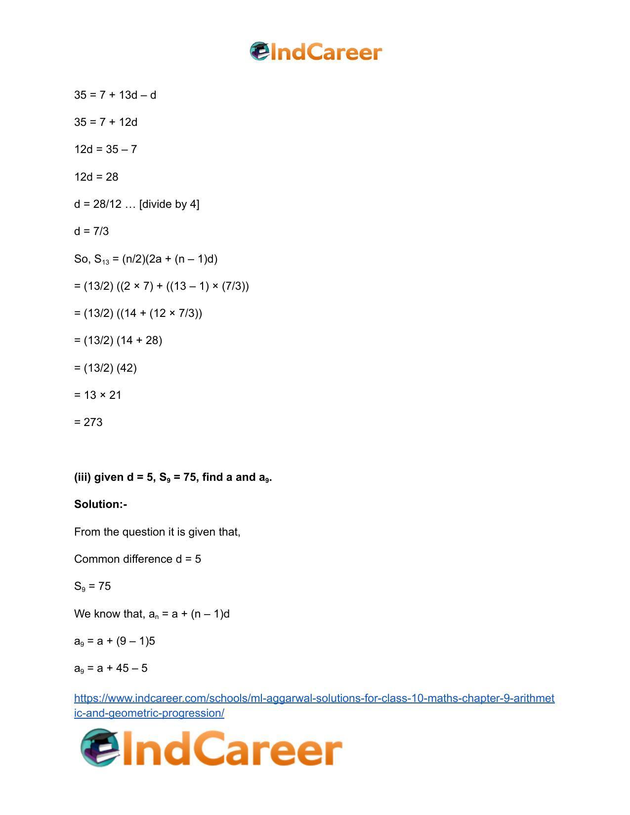 ML Aggarwal Solutions for Class 10 Maths Chapter 9- Arithmetic and Geometric Progression - Page 38