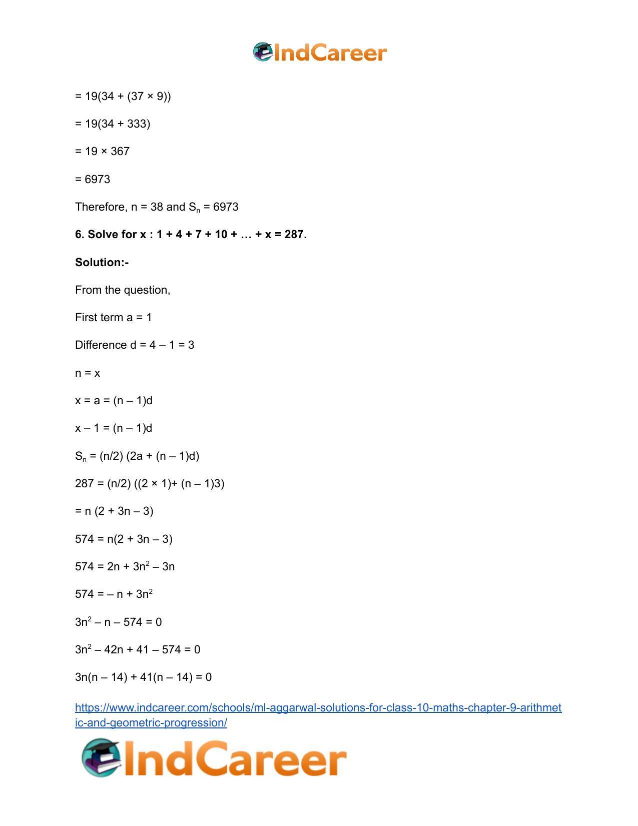 ML Aggarwal Solutions for Class 10 Maths Chapter 9- Arithmetic and Geometric Progression - Page 44