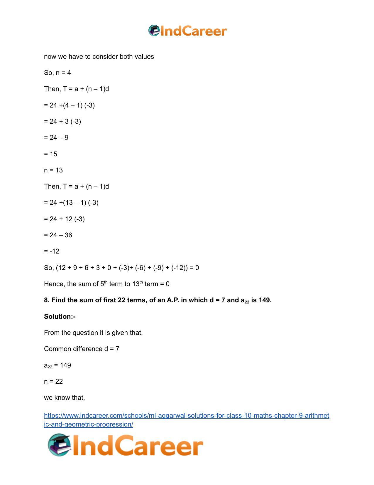ML Aggarwal Solutions for Class 10 Maths Chapter 9- Arithmetic and Geometric Progression - Page 48