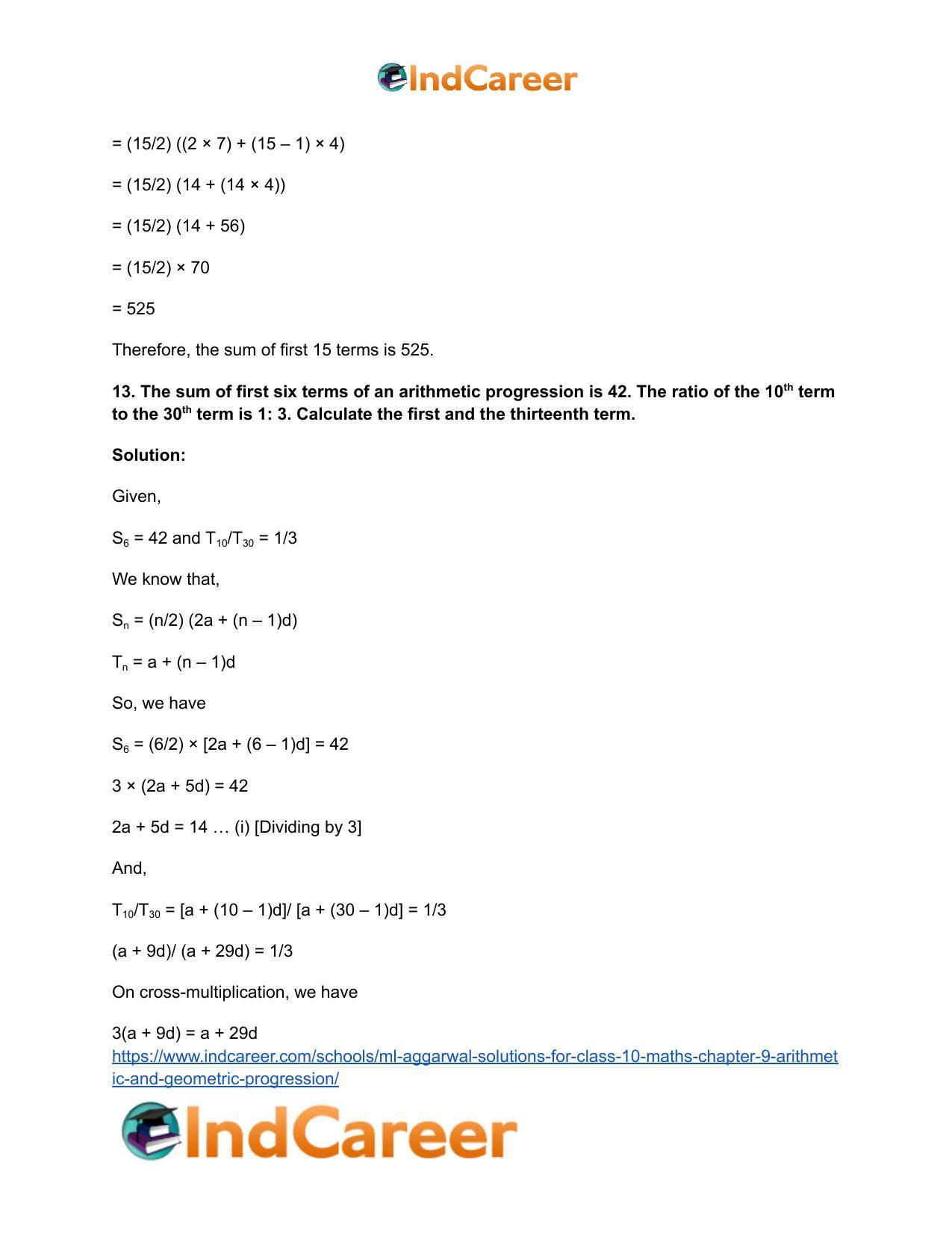 ML Aggarwal Solutions for Class 10 Maths Chapter 9- Arithmetic and Geometric Progression - Page 55