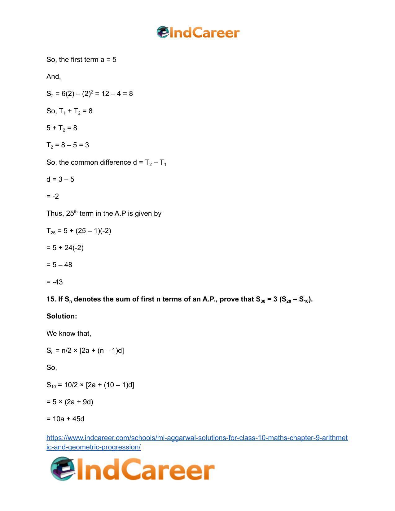 ML Aggarwal Solutions for Class 10 Maths Chapter 9- Arithmetic and Geometric Progression - Page 57