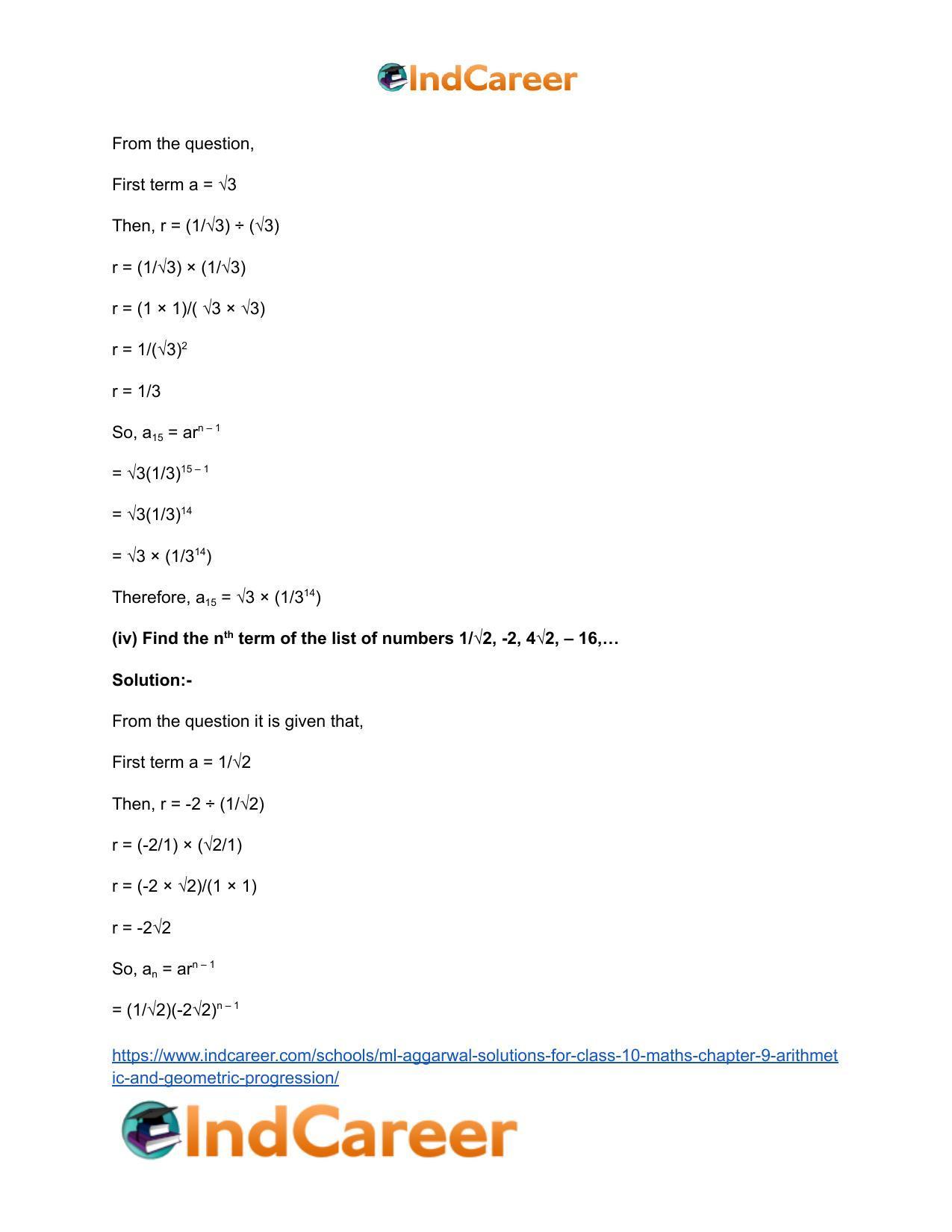 ML Aggarwal Solutions for Class 10 Maths Chapter 9- Arithmetic and Geometric Progression - Page 64