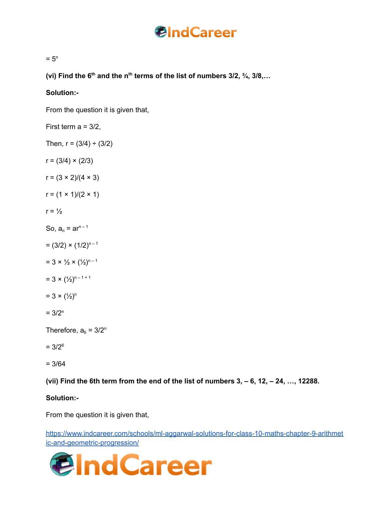 ML Aggarwal Solutions for Class 10 Maths Chapter 9- Arithmetic and Geometric Progression - Page 66