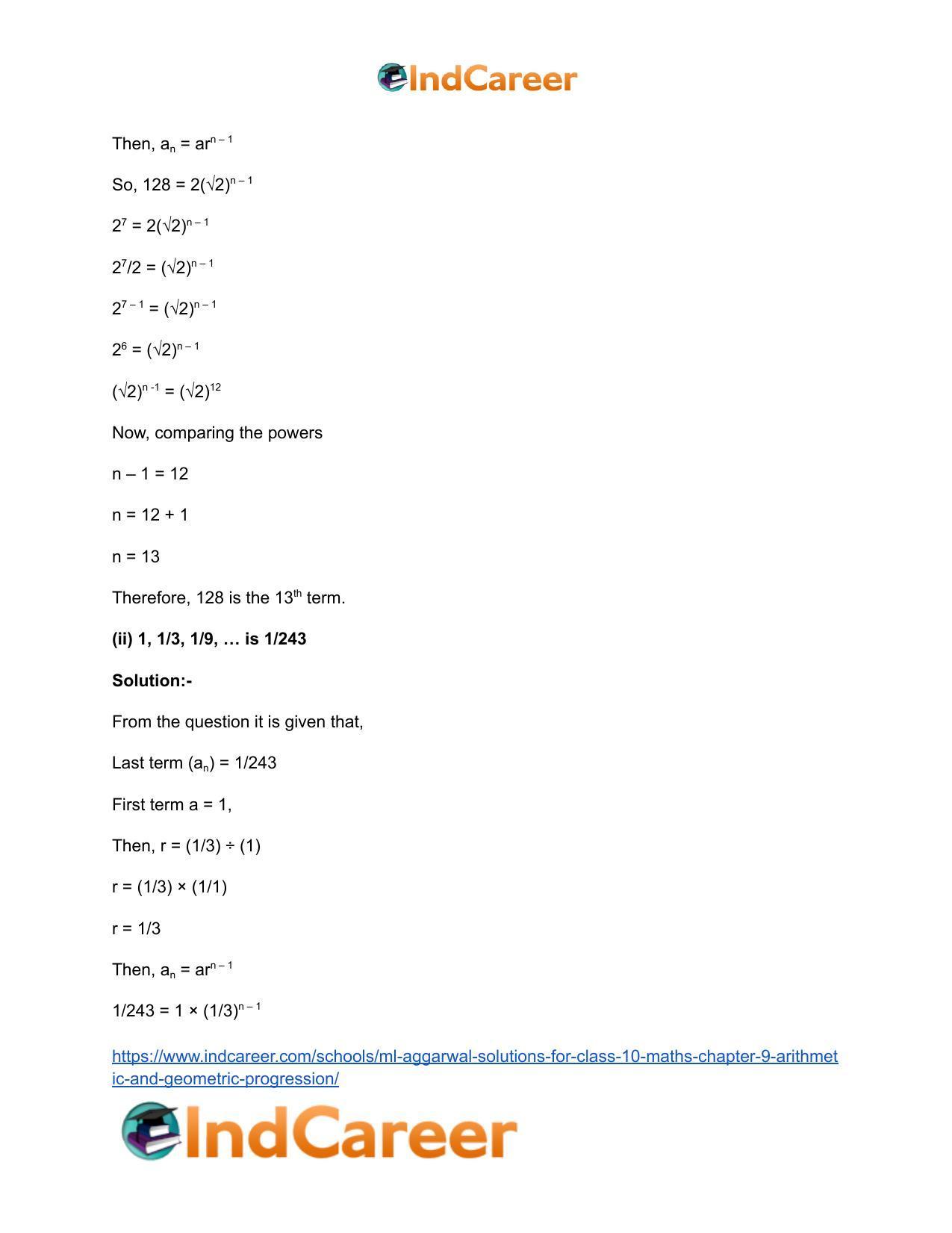 ML Aggarwal Solutions for Class 10 Maths Chapter 9- Arithmetic and Geometric Progression - Page 68