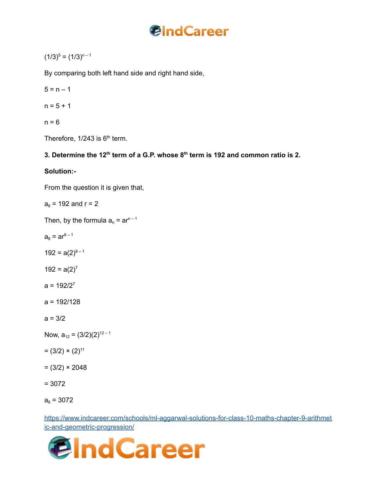 ML Aggarwal Solutions for Class 10 Maths Chapter 9- Arithmetic and Geometric Progression - Page 69