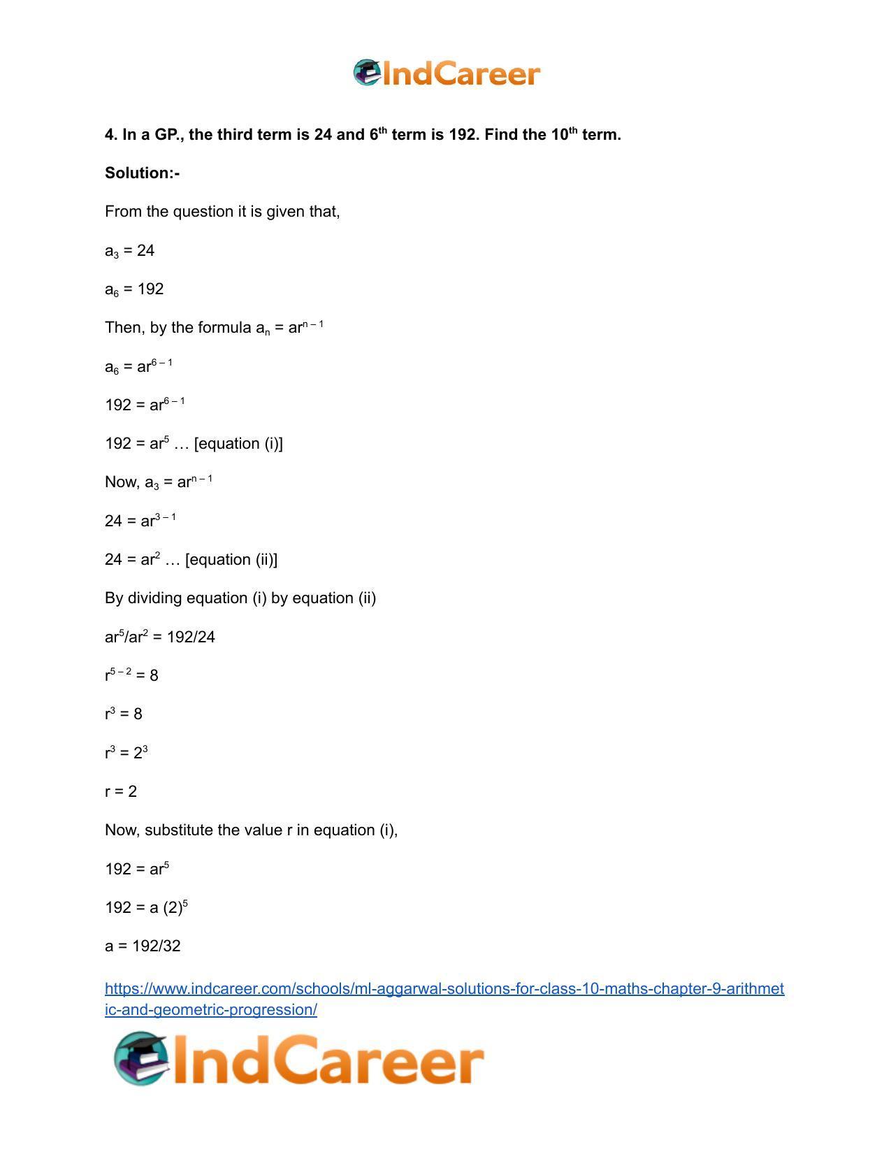 ML Aggarwal Solutions for Class 10 Maths Chapter 9- Arithmetic and Geometric Progression - Page 70