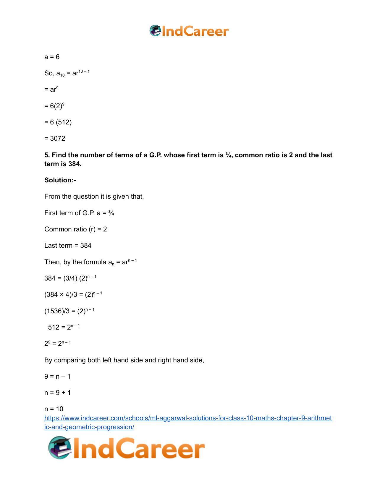 ML Aggarwal Solutions for Class 10 Maths Chapter 9- Arithmetic and Geometric Progression - Page 71