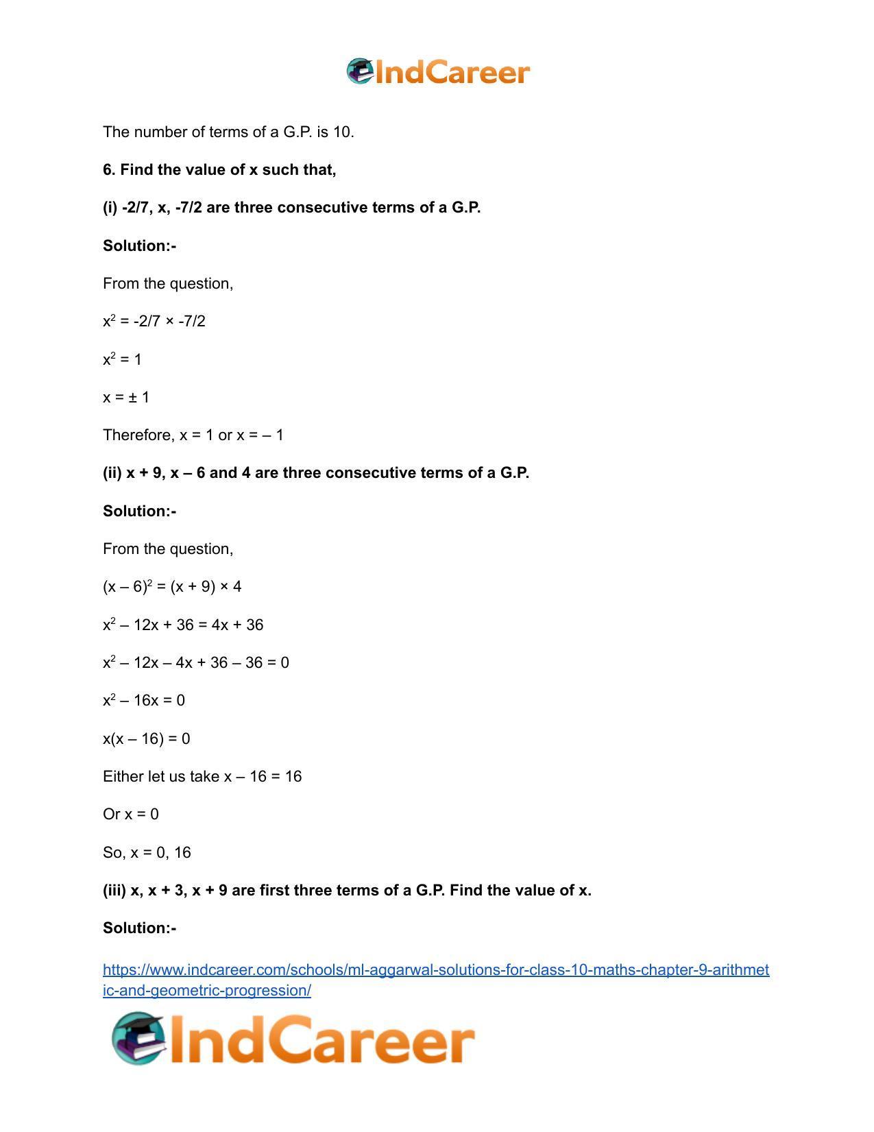 ML Aggarwal Solutions for Class 10 Maths Chapter 9- Arithmetic and Geometric Progression - Page 72