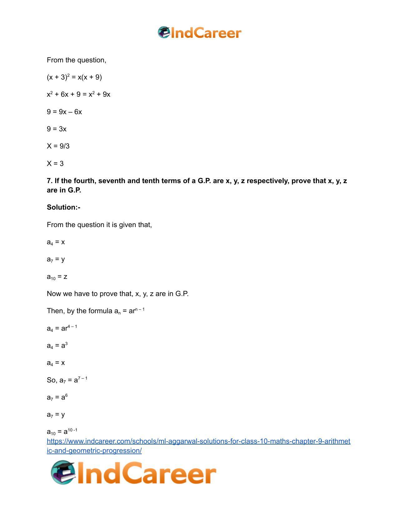 ML Aggarwal Solutions for Class 10 Maths Chapter 9- Arithmetic and Geometric Progression - Page 73