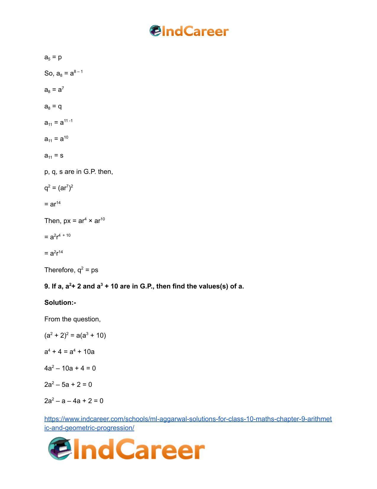 ML Aggarwal Solutions for Class 10 Maths Chapter 9- Arithmetic and Geometric Progression - Page 75