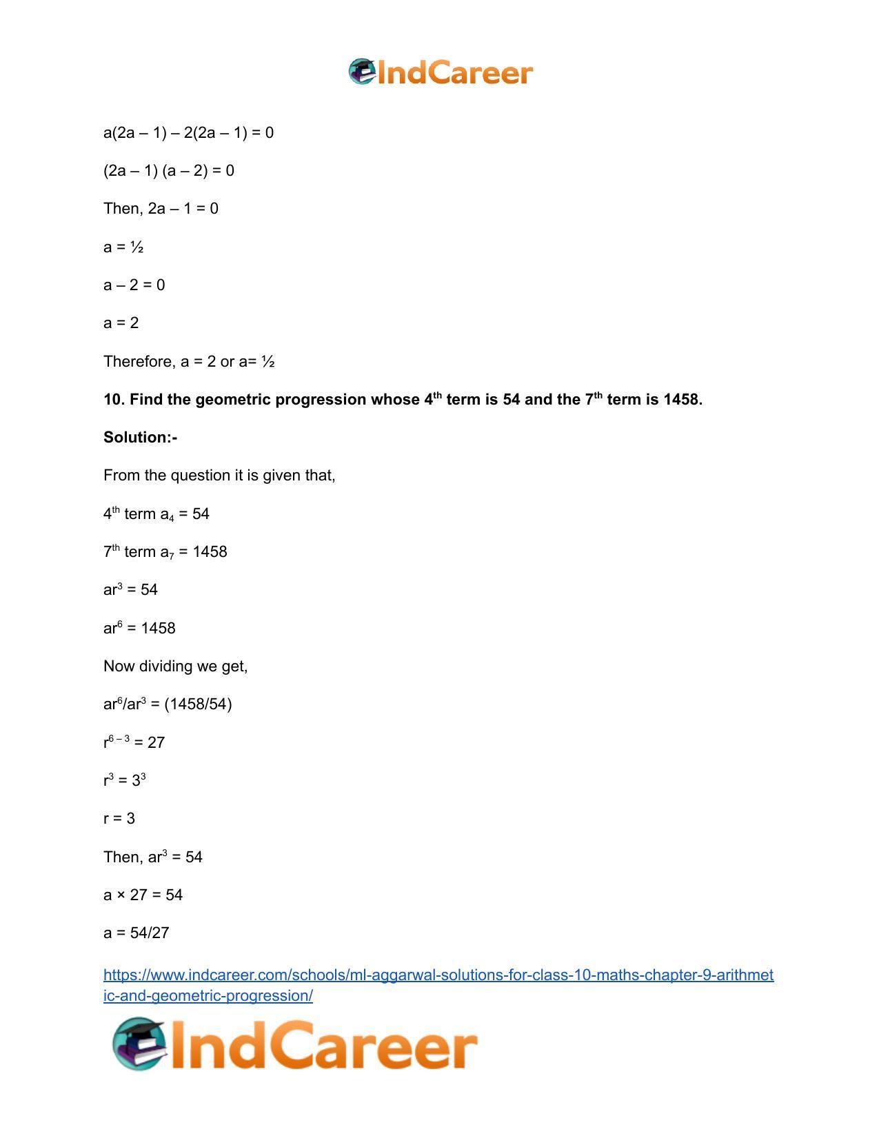 ML Aggarwal Solutions for Class 10 Maths Chapter 9- Arithmetic and Geometric Progression - Page 76