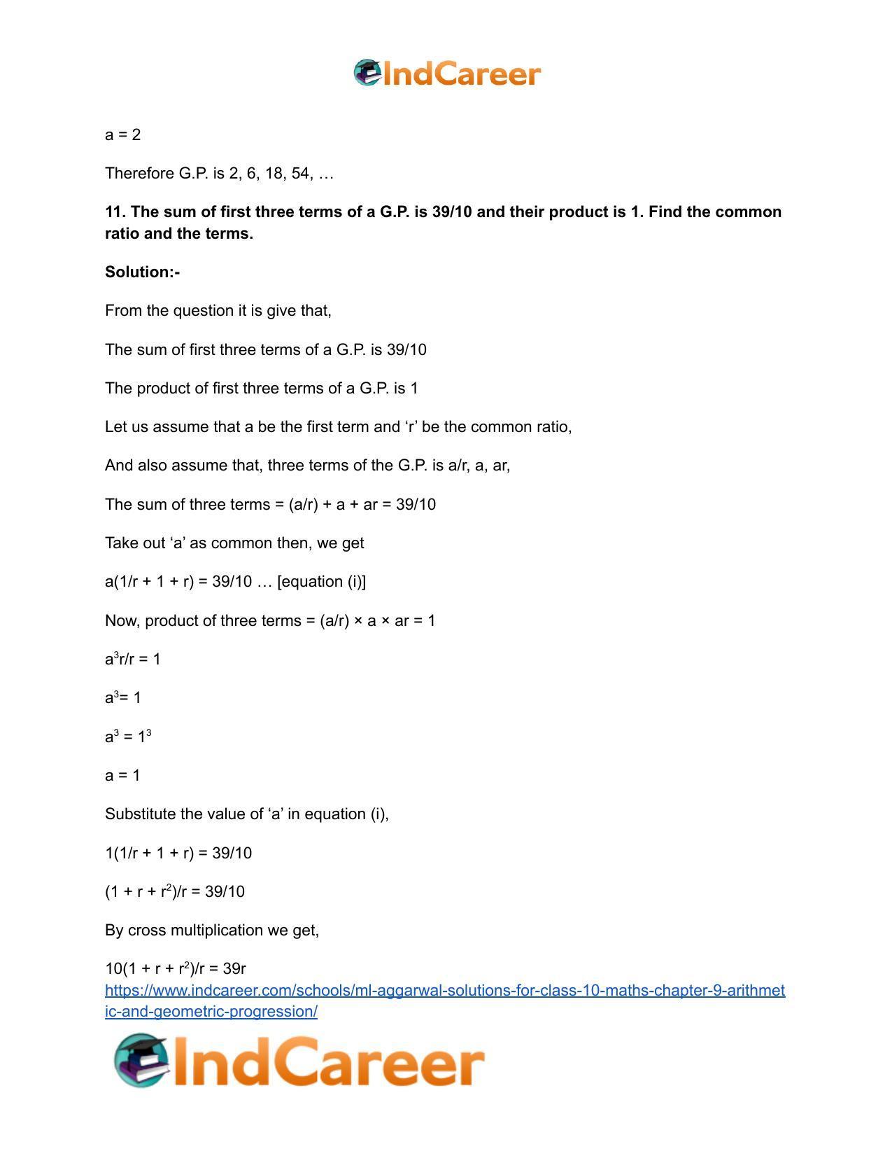 ML Aggarwal Solutions for Class 10 Maths Chapter 9- Arithmetic and Geometric Progression - Page 77
