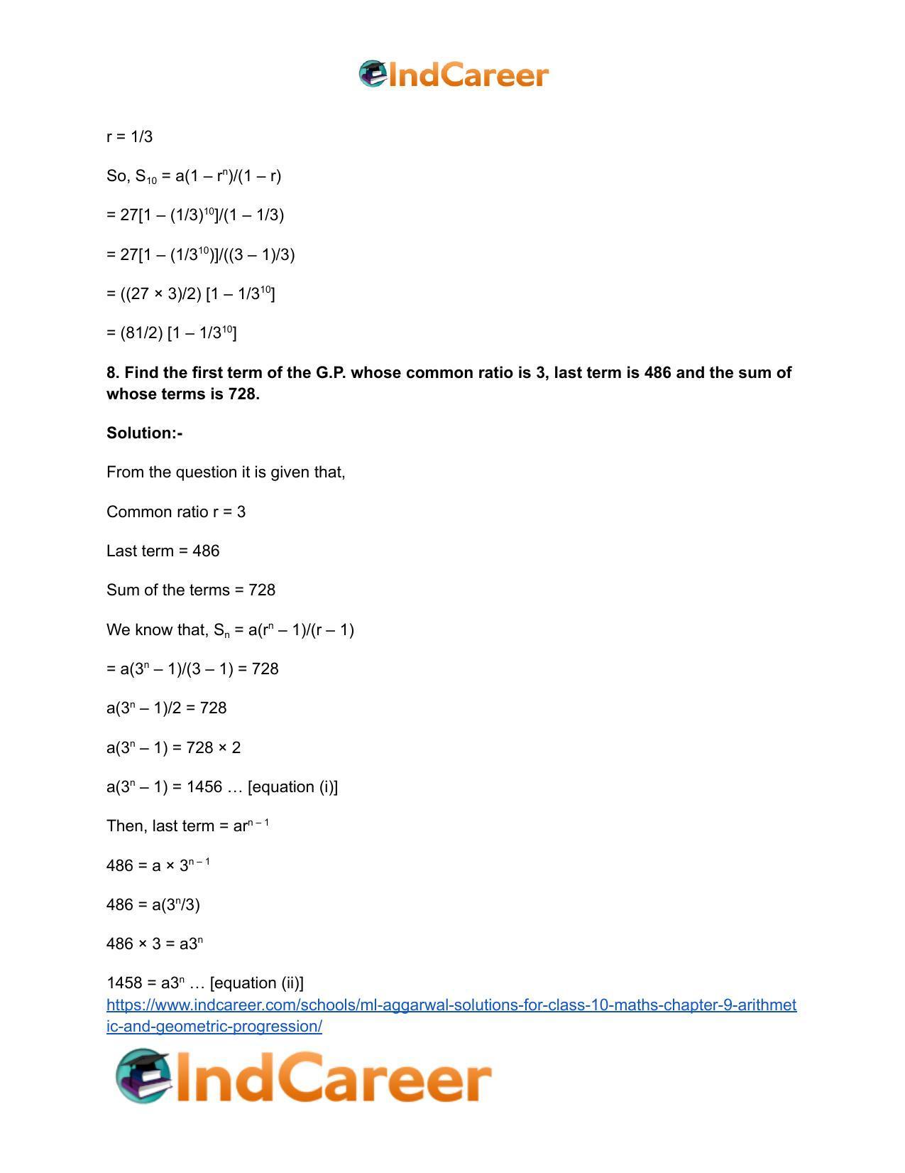 ML Aggarwal Solutions for Class 10 Maths Chapter 9- Arithmetic and Geometric Progression - Page 89
