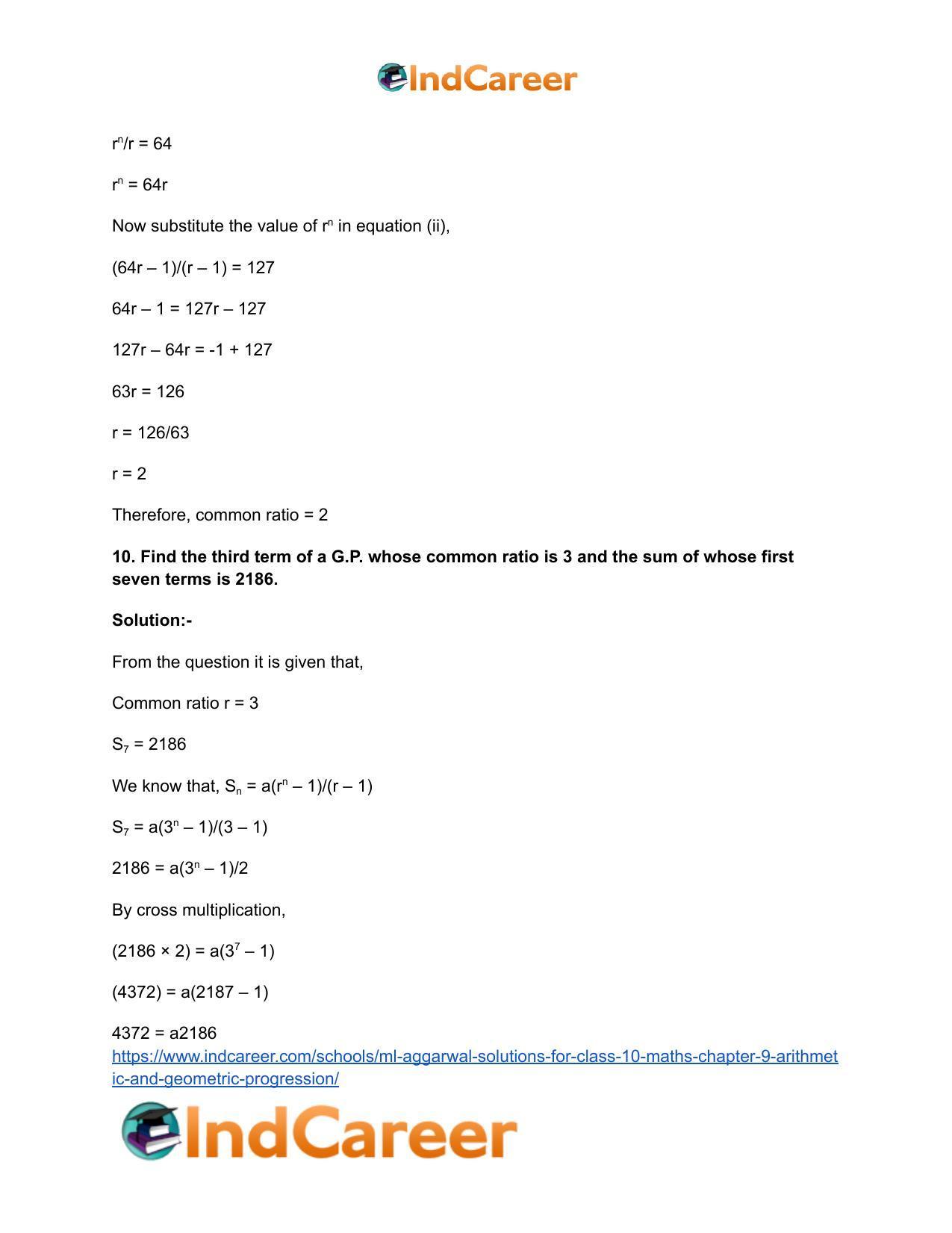 ML Aggarwal Solutions for Class 10 Maths Chapter 9- Arithmetic and Geometric Progression - Page 91