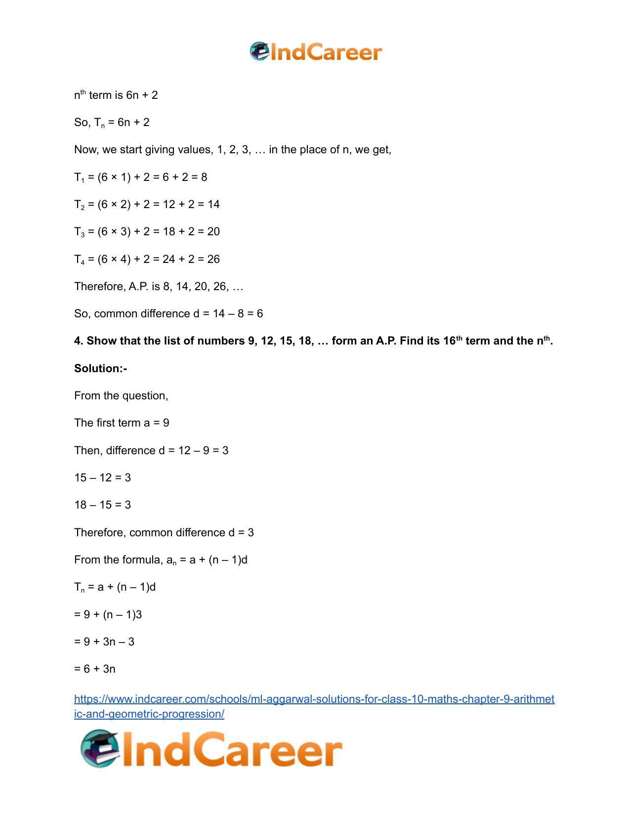 ML Aggarwal Solutions for Class 10 Maths Chapter 9- Arithmetic and Geometric Progression - Page 95