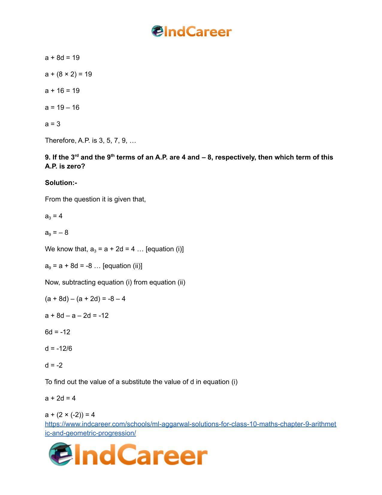 ML Aggarwal Solutions for Class 10 Maths Chapter 9- Arithmetic and Geometric Progression - Page 100