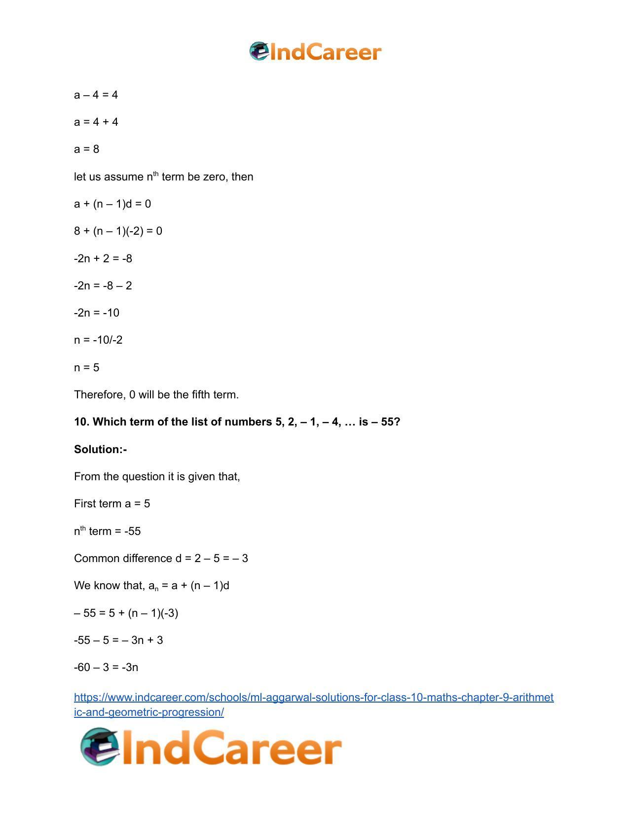 ML Aggarwal Solutions for Class 10 Maths Chapter 9- Arithmetic and Geometric Progression - Page 101