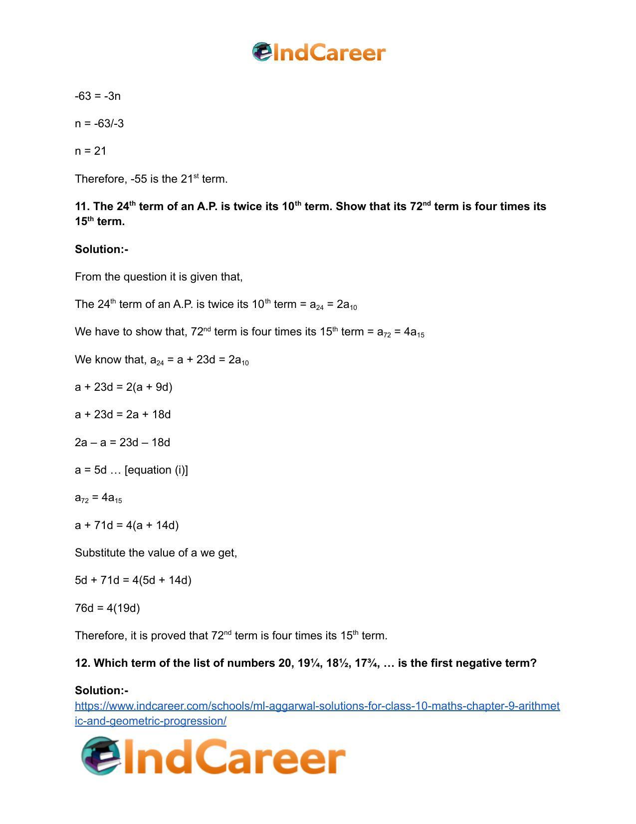 ML Aggarwal Solutions for Class 10 Maths Chapter 9- Arithmetic and Geometric Progression - Page 102