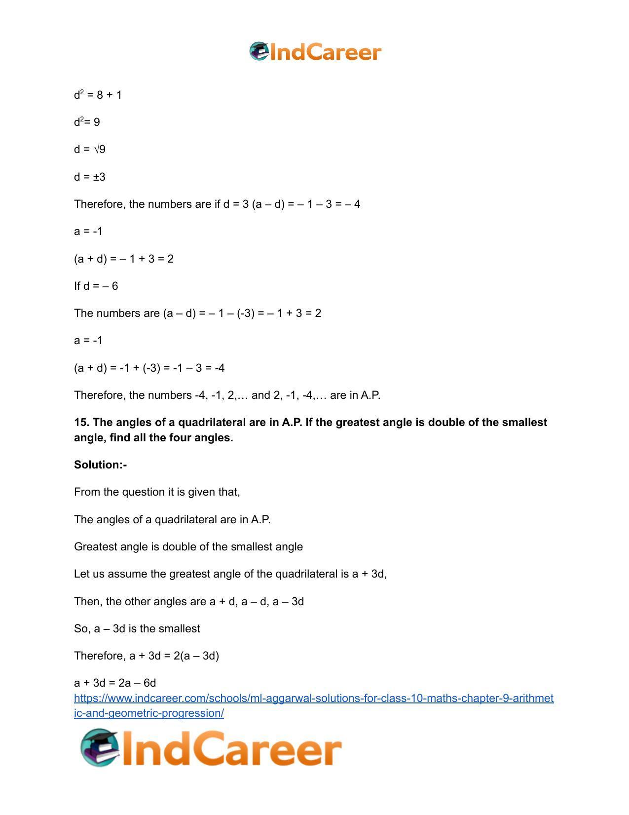 ML Aggarwal Solutions for Class 10 Maths Chapter 9- Arithmetic and Geometric Progression - Page 105