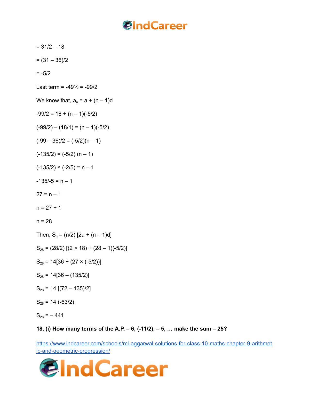 ML Aggarwal Solutions for Class 10 Maths Chapter 9- Arithmetic and Geometric Progression - Page 108