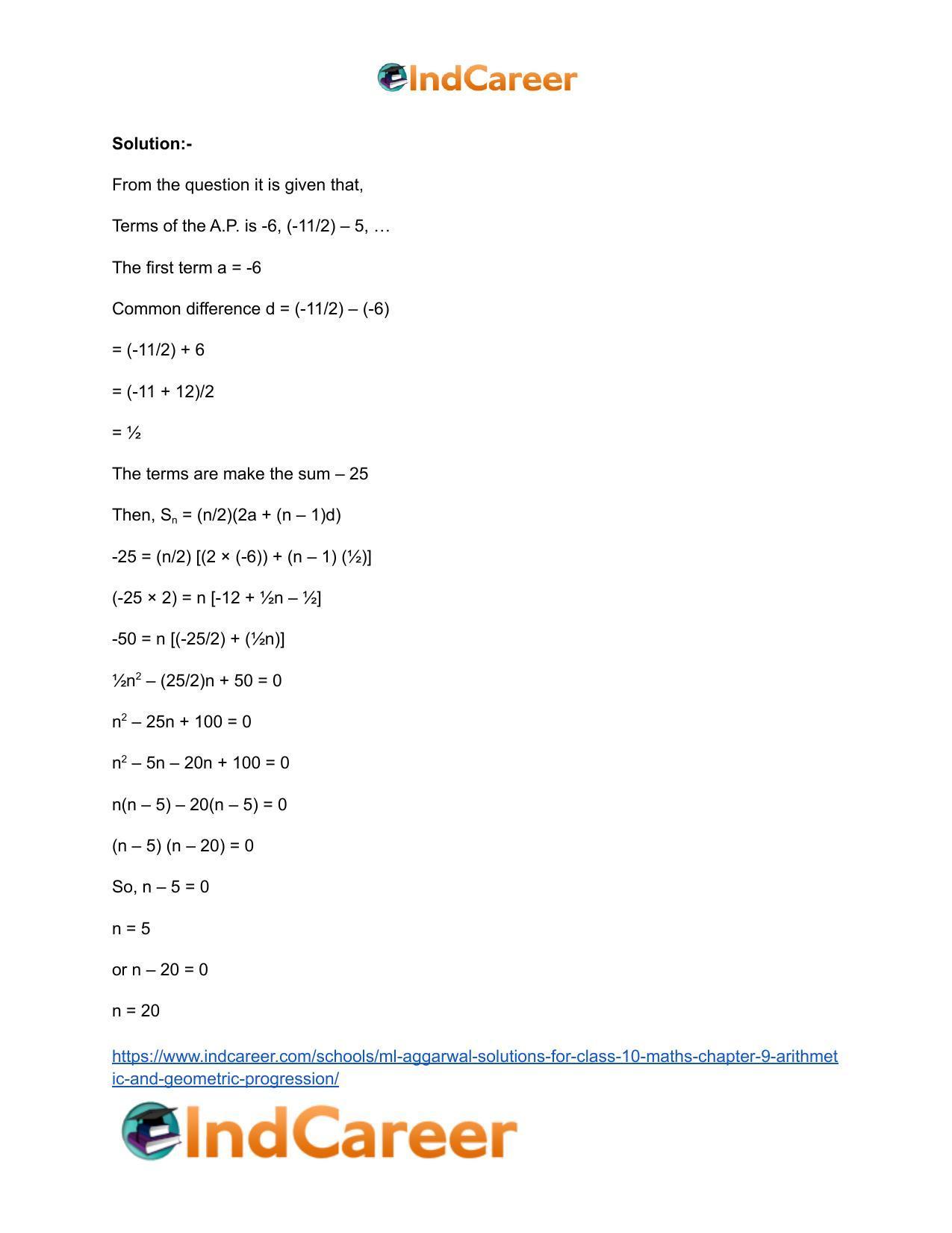 ML Aggarwal Solutions for Class 10 Maths Chapter 9- Arithmetic and Geometric Progression - Page 109