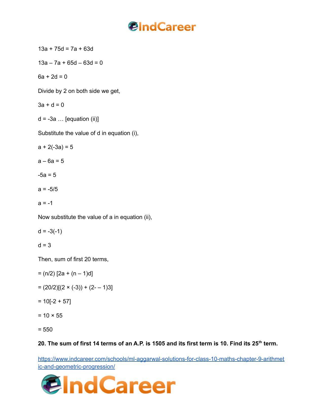 ML Aggarwal Solutions for Class 10 Maths Chapter 9- Arithmetic and Geometric Progression - Page 112