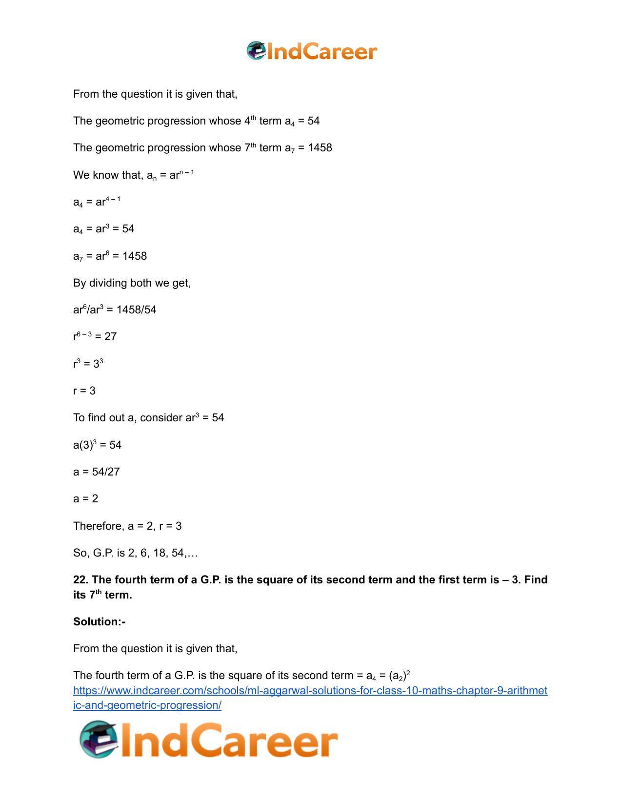 ML Aggarwal Solutions for Class 10 Maths Chapter 9- Arithmetic and Geometric Progression - Page 114