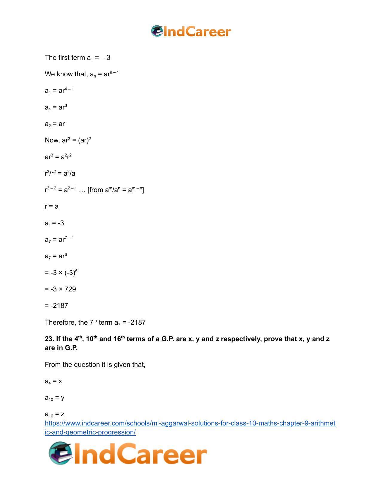 ML Aggarwal Solutions for Class 10 Maths Chapter 9- Arithmetic and Geometric Progression - Page 115