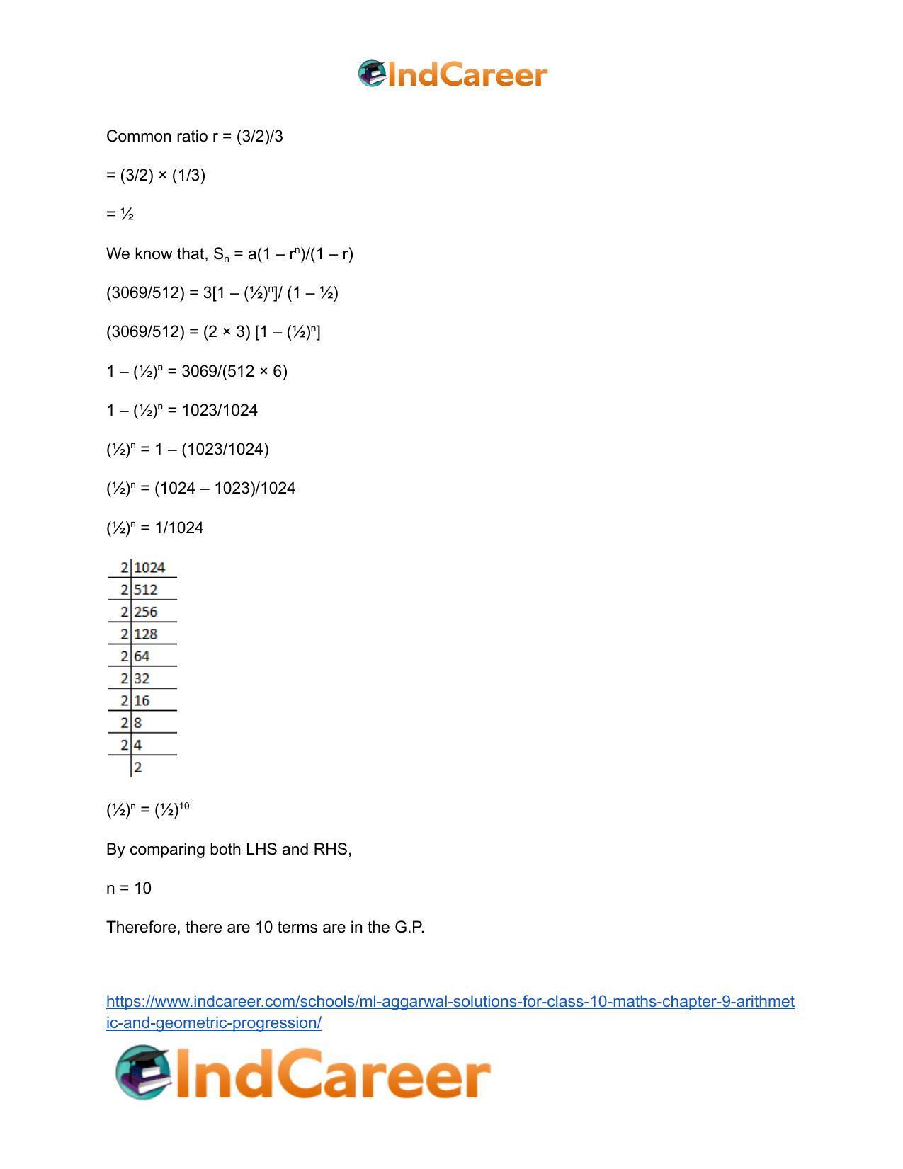 ML Aggarwal Solutions for Class 10 Maths Chapter 9- Arithmetic and Geometric Progression - Page 117