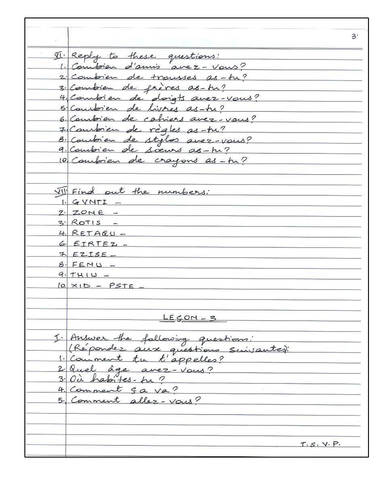 Worksheet for Class 4 French Assignment 12 - Page 3
