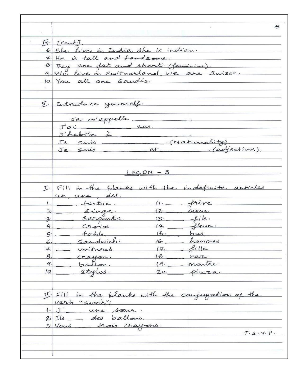 Worksheet for Class 4 French Assignment 12 - Page 8
