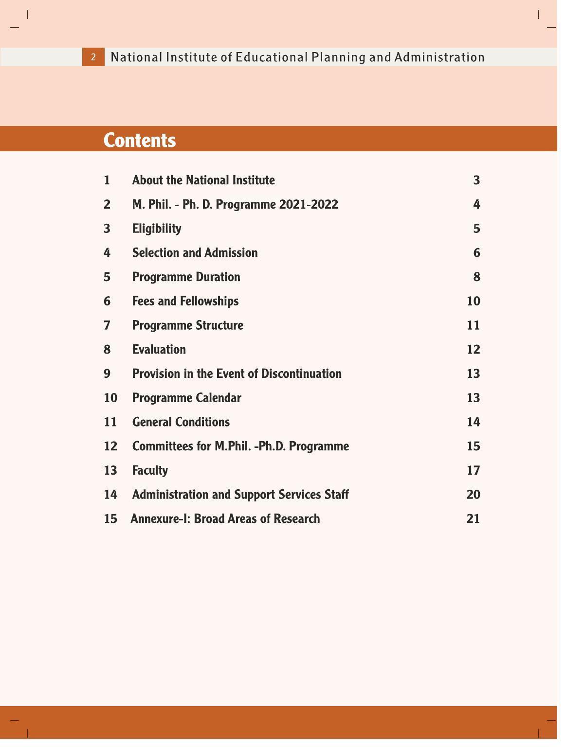 National University of Educational Planning and Administration (NUEPA), New Delhi M. Phil. - Ph. D. Prospectus 2021-22 - Page 4