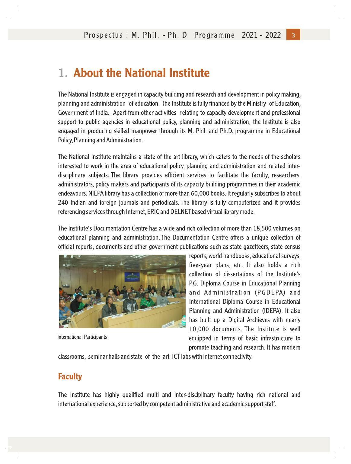 National University of Educational Planning and Administration (NUEPA), New Delhi M. Phil. - Ph. D. Prospectus 2021-22 - Page 5