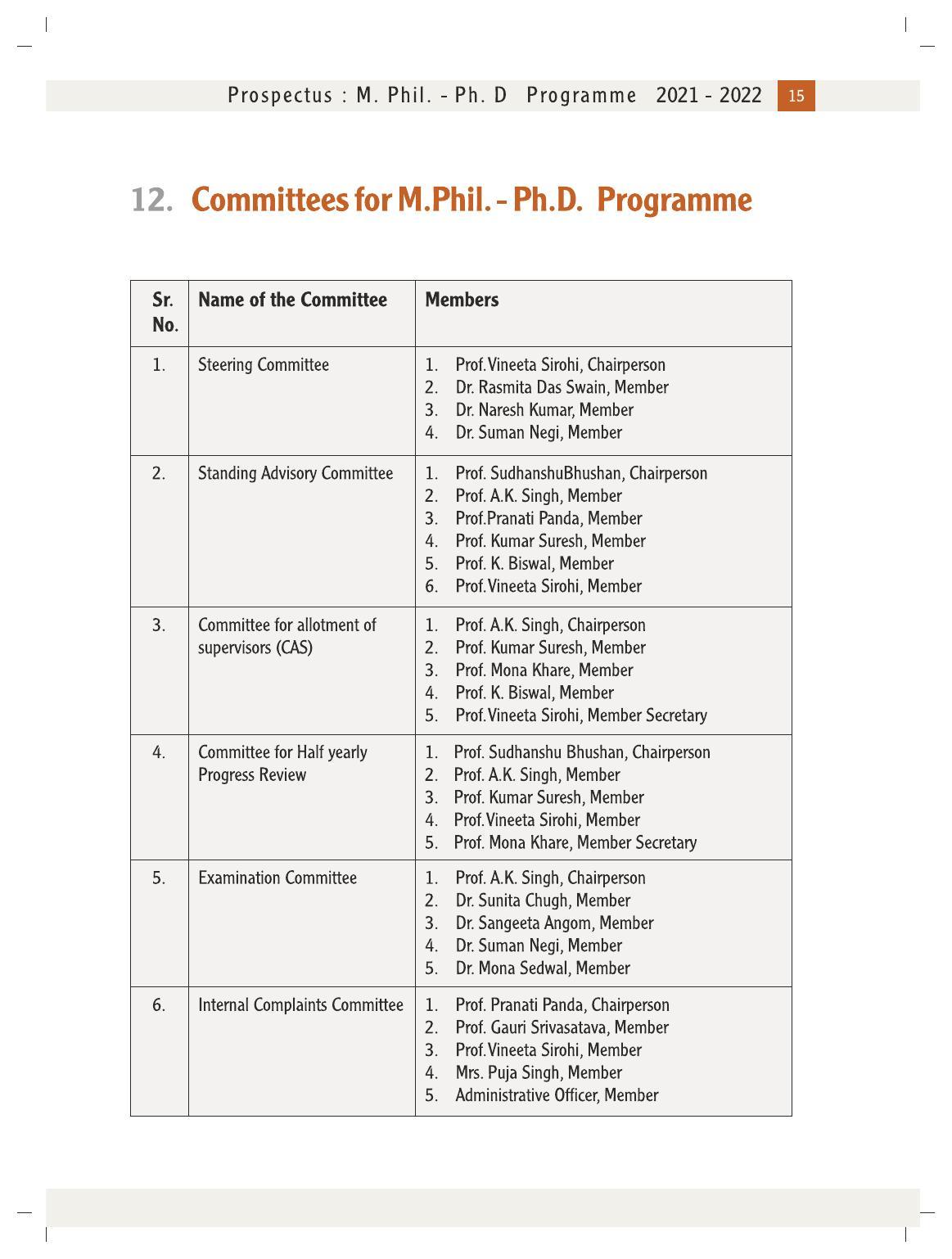 National University of Educational Planning and Administration (NUEPA), New Delhi M. Phil. - Ph. D. Prospectus 2021-22 - Page 17