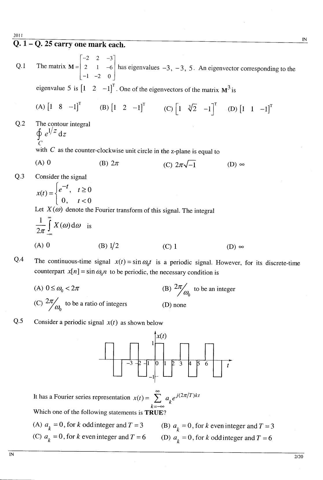GATE 2011 Instrumentation Engineering (IN) Question Paper with Answer Key - Page 2