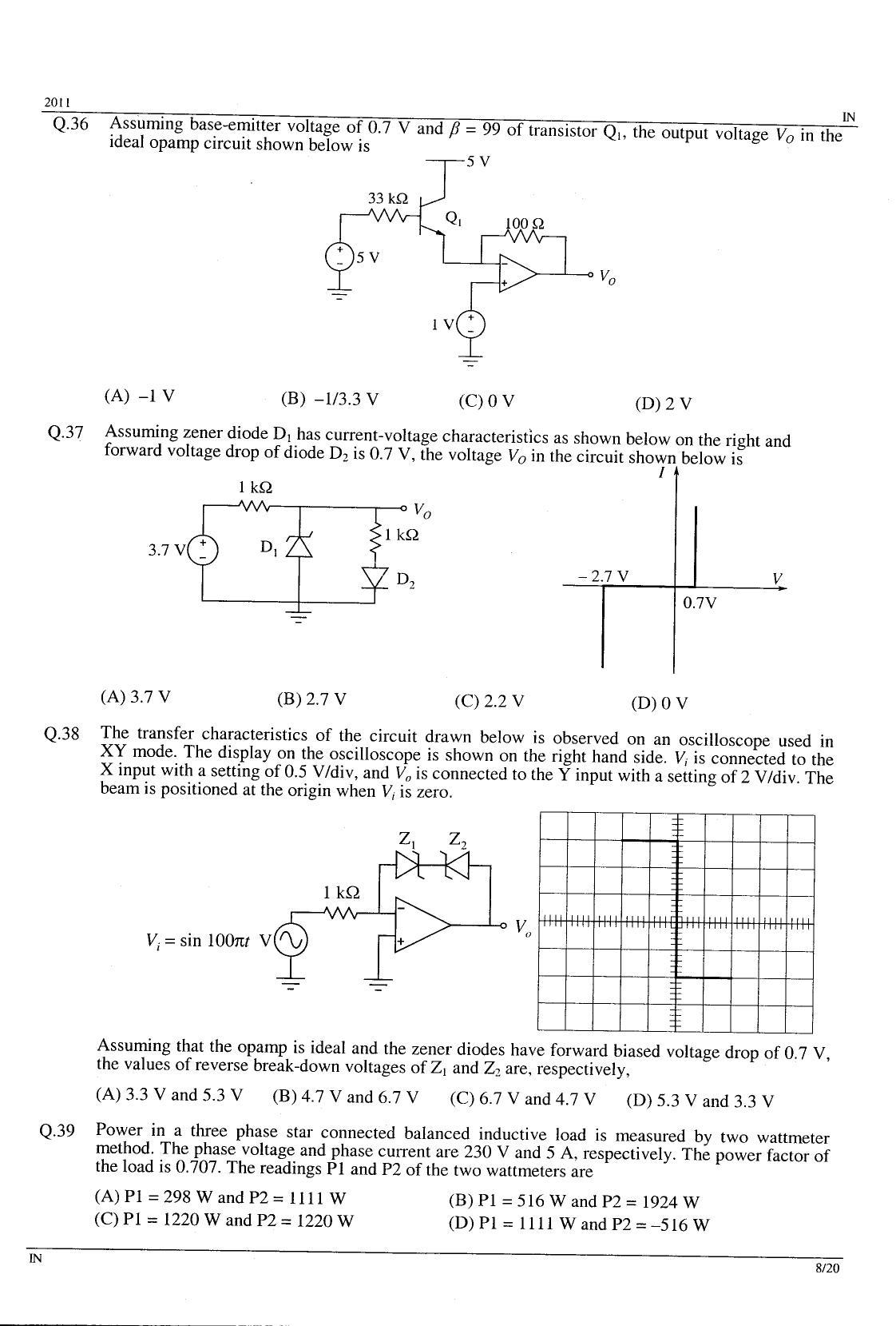 GATE 2011 Instrumentation Engineering (IN) Question Paper with Answer Key - Page 8