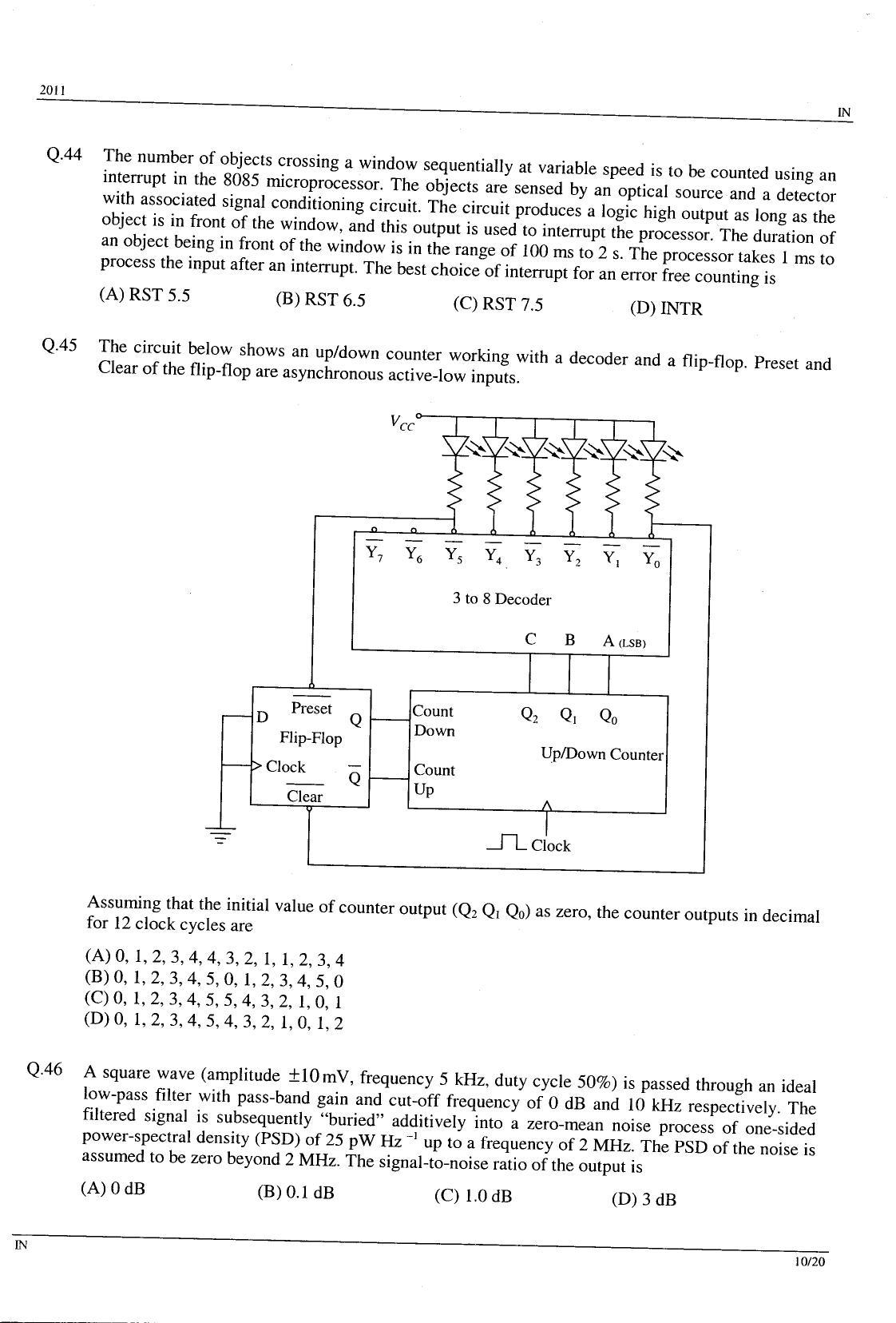 GATE 2011 Instrumentation Engineering (IN) Question Paper with Answer Key - Page 10
