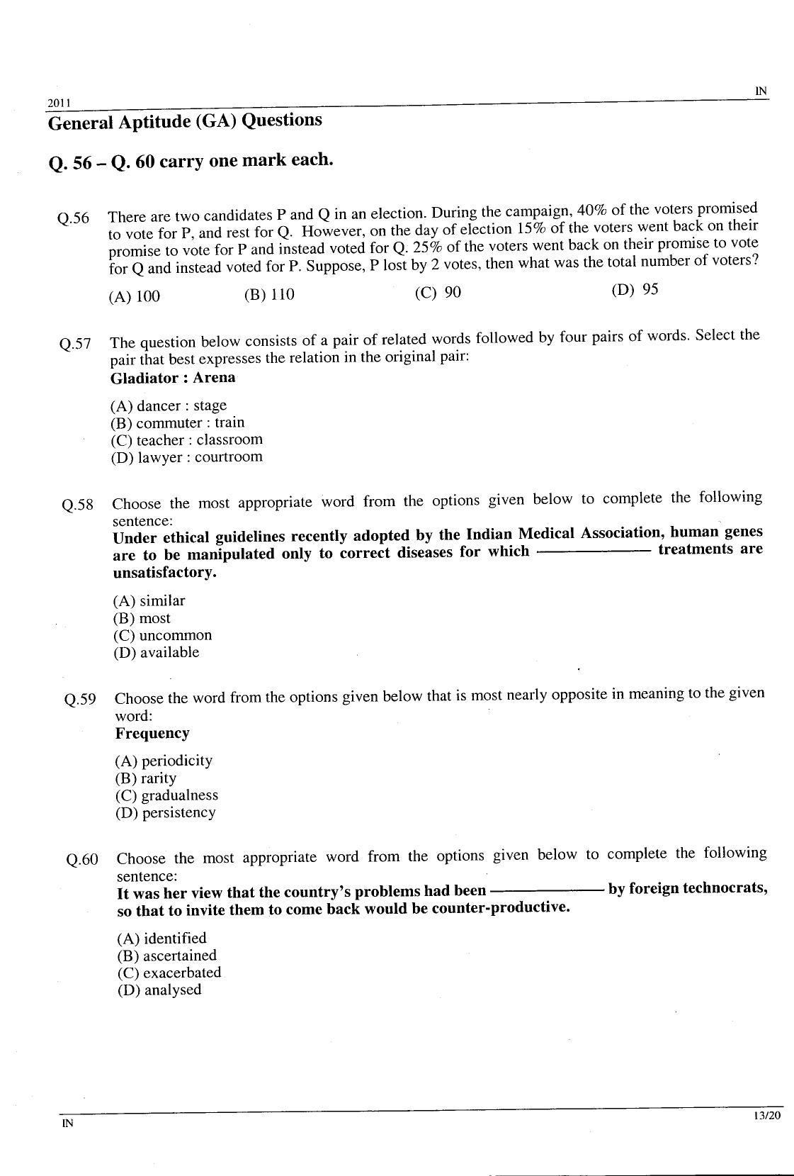 GATE 2011 Instrumentation Engineering (IN) Question Paper with Answer Key - Page 13